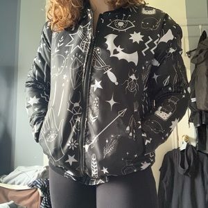 Lightly worn polyester bomber jacket